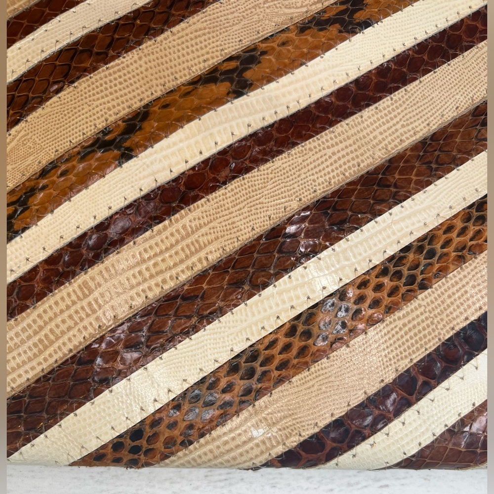 Oleg Cassini Vintage Snake Skin Patchwork Clutch - Picture 9 of 13